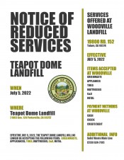 Teapot Dome- Notice of reduced Services